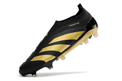 Black and Gold Laceless FG Soccer Cleats for Precision on Firm Ground